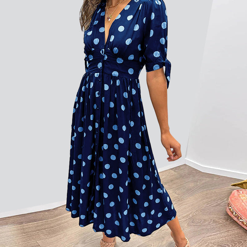 Monica™ | Tyylikäs pilkullinen mekko