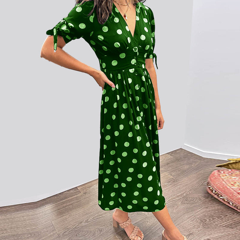Monica™ | Tyylikäs pilkullinen mekko