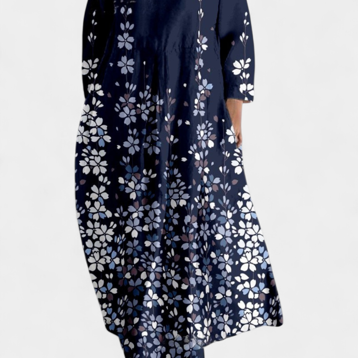 Anne | Väljä V-pääntie-mekko värikkäällä kuosilla