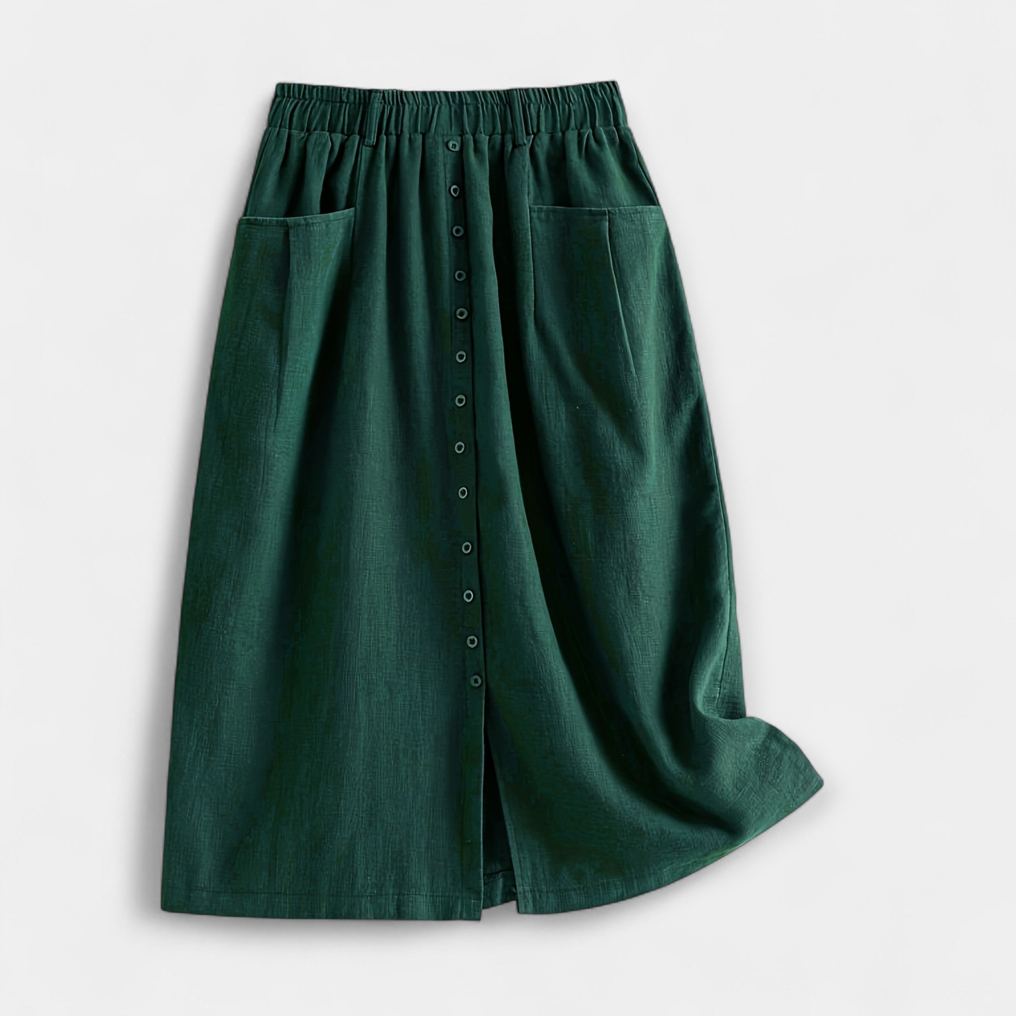 Magdaléna tyylikäs vintage-midihame etutaskuilla