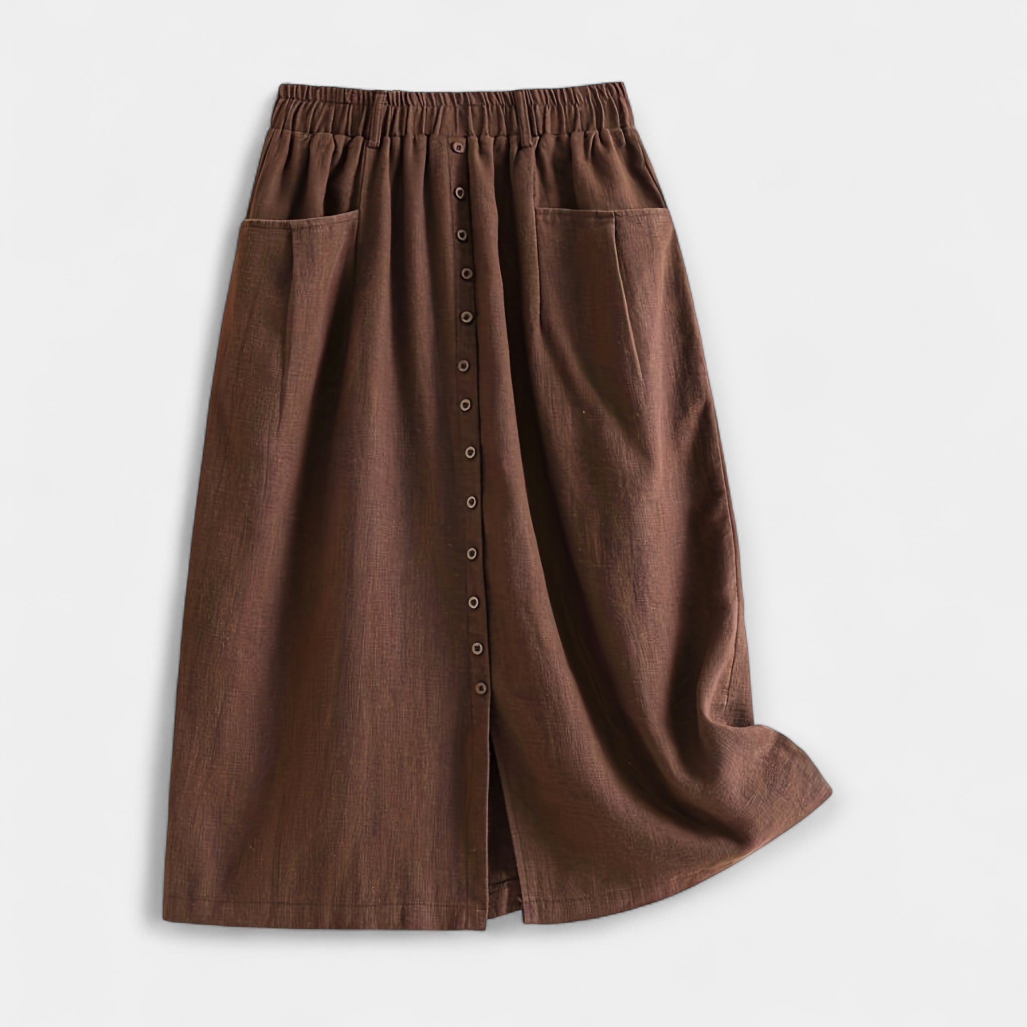 Magdaléna tyylikäs vintage-midihame etutaskuilla